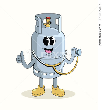 gas cylinder stethoscope groovy cartoon illustration 137815004