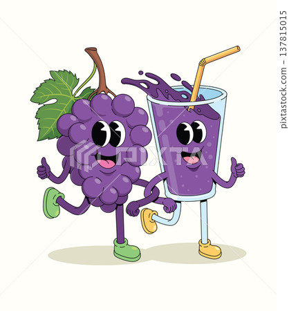 grapes and drink groovy cartoon illustration grapes and drink groovy cartoon illustration 137815015
