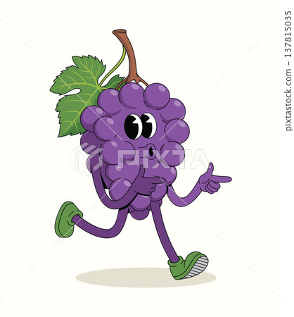 grapes energetic walk groovy cartoon illustration 137815035