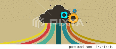 Retro cloud concept technology background and network security pattern 137815210