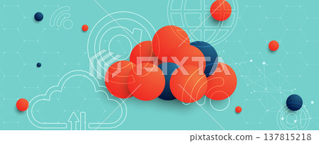 Retro cloud concept technology background and network security pattern Retro cloud concept technology background and network security pattern 137815218