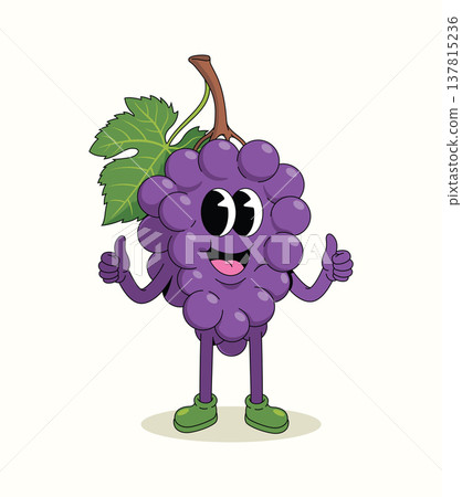 grapes thumbs up groovy cartoon illustration grapes thumbs up groovy cartoon illustration 137815236