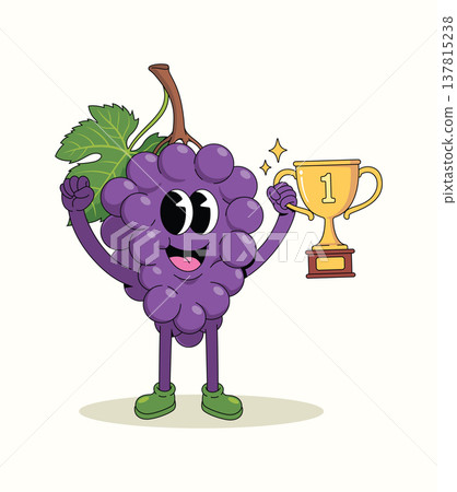 grapes trophy groovy cartoon illustration grapes trophy groovy cartoon illustration 137815238