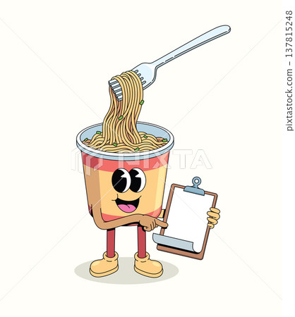 instant noodles cup blank note groovy cartoon illustration instant noodles cup blank note groovy cartoon illustration 137815248