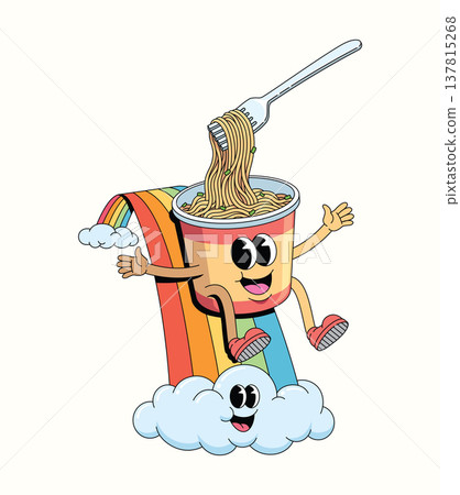 instant noodles cup rainbow slide groovy cartoon illustration instant noodles cup rainbow slide groovy cartoon illustration 137815268
