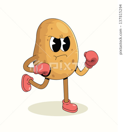 potato boxer groovy cartoon illustration 137815294