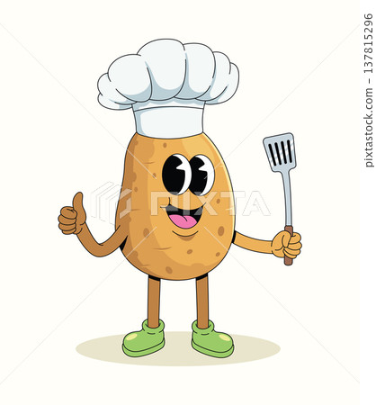 potato chef groovy cartoon illustration 137815296