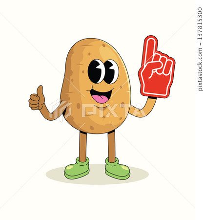 potato foam finger groovy cartoon illustration 137815300