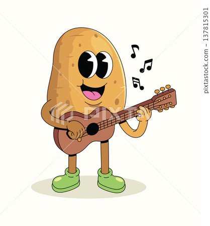 potato guitar groovy cartoon illustration 137815301