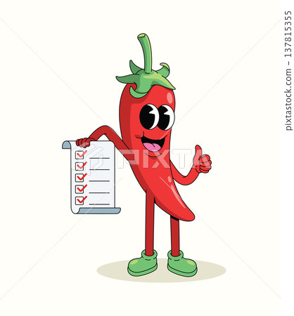 red chili checklist groovy cartoon illustration red chili checklist groovy cartoon illustration 137815355