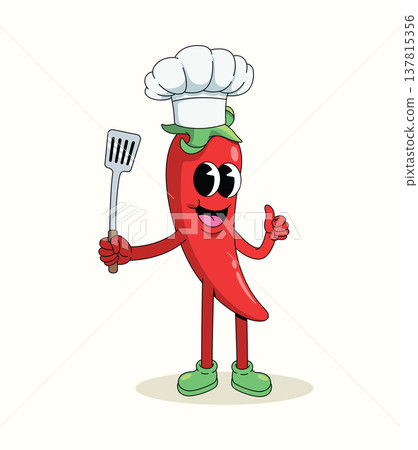 red chili chef groovy cartoon illustration red chili chef groovy cartoon illustration 137815356