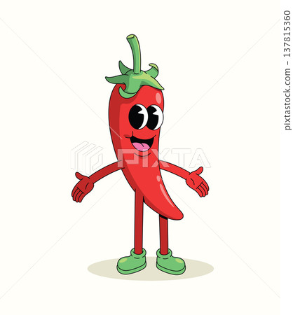 red chili groovy cartoon illustration 137815360
