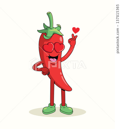 red chili love groovy cartoon illustration 137815365