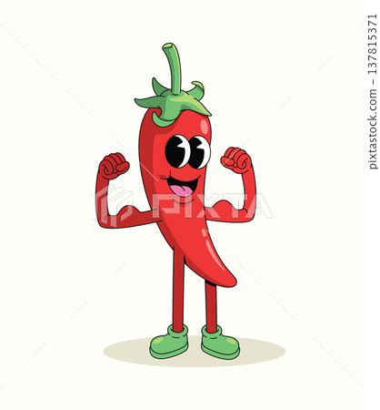 red chili strong groovy cartoon illustration red chili strong groovy cartoon illustration 137815371