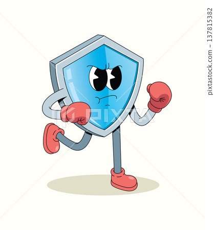 shield boxer groovy cartoon illustration shield boxer groovy cartoon illustration 137815382