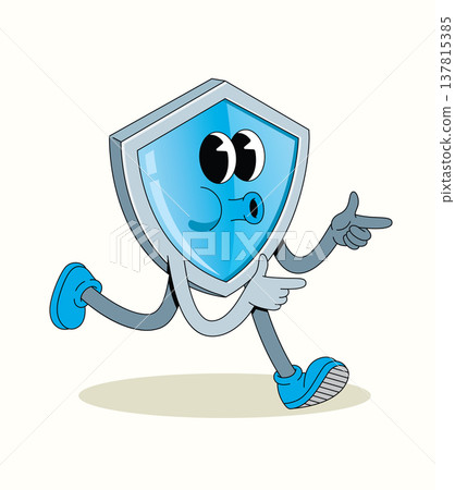 shield energetic walk groovy cartoon illustration 137815385