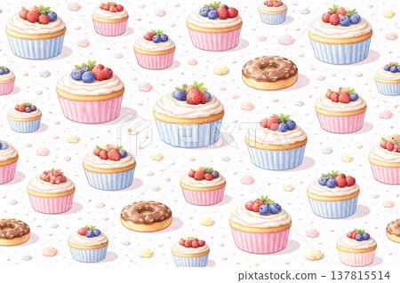Sweets Series: Cute and sophisticated patterns of large and small cupcakes Sweets Series: Cute and sophisticated patterns of large and small cupcakes 137815514