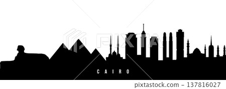 Vector silhouette illustration of Cairo city urban skyline. Vector silhouette illustration of Cairo city urban skyline. 137816027