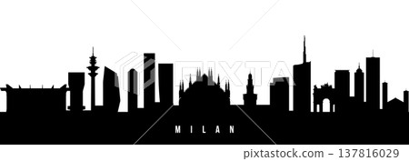 Vector silhouette illustration of Milan city urban skyline. 137816029