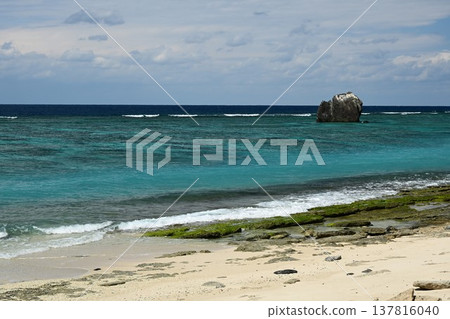 奄美大島：擁有清澈海水和壯麗日落的壯觀景點－大濱海灘公園，擁有藍色的大海和白色的沙灘。 137816040