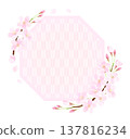 Octagonal frame with cherry blossom petals fluttering [Yagasuri pattern] 137816234