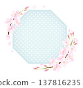 Octagonal frame with cherry blossom petals fluttering [Cloisonné] 137816235
