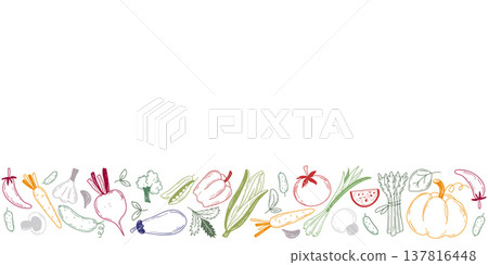 Horizontal template with border of hand drawn vegetable 137816448