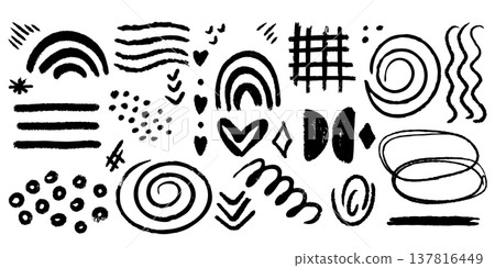 Vintage textured abstract hand drawn elements Vintage textured abstract hand drawn elements 137816449