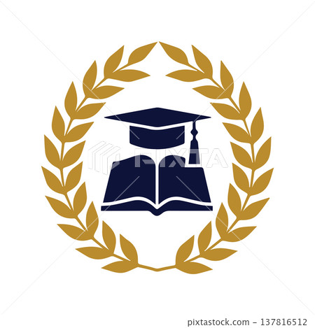 Negative Space Graduation Cap Academic Logo Design 137816512