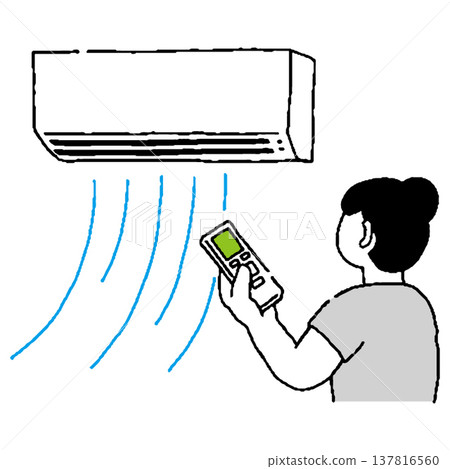 一名女子正在打開空調 137816560