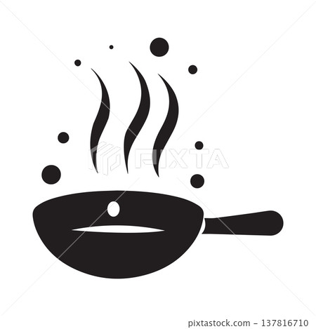 Circular Steam Culinary Logo With Frying Pan 137816710