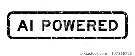 Grunge black AI powered word square rubber seal stamp on white background 137816738