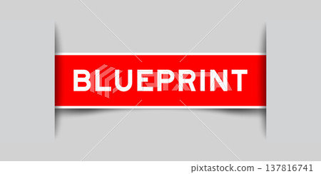 Red color square shape sticker label with word blueprint inserted in gray background Red color square shape sticker label with word blueprint inserted in gray background 137816741