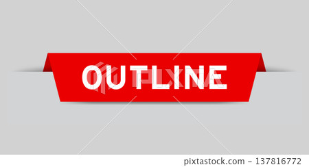 Red color inserted label with word outine on gray background Red color inserted label with word outine on gray background 137816772