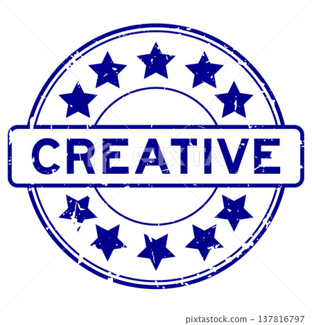 Grunge blue creative word round rubber seal stamp on white background Grunge blue creative word round rubber seal stamp on white background 137816797