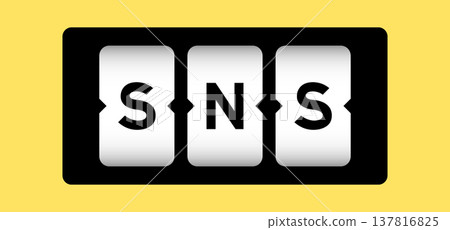 Black color in word SNS (abbreviation of Social Networking Site or sorry not sorry) on slot banner with yellow color background 137816825