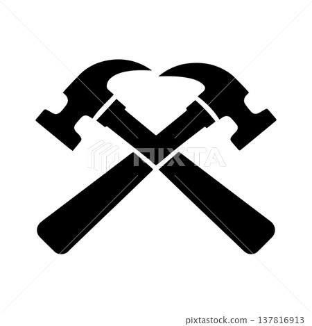 Strong Repair Service Symbol With Bold Industrial Hammer Design Strong Repair Service Symbol With Bold Industrial Hammer Design 137816913