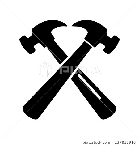 Centralized Handyman Logo With Crossed Hammer X Composition Centralized Handyman Logo With Crossed Hammer X Composition 137816916