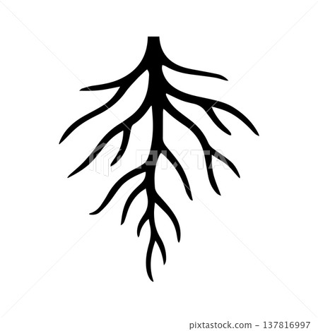 Strong High-Contrast Root Emblem Formed Through Heavy Linear Shapes Strong High-Contrast Root Emblem Formed Through Heavy Linear Shapes 137816997