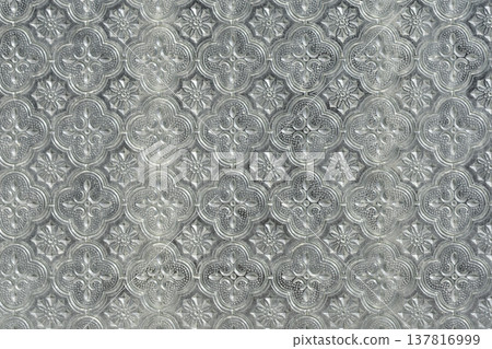 Vintage frosted glass texture with floral pattern 137816999