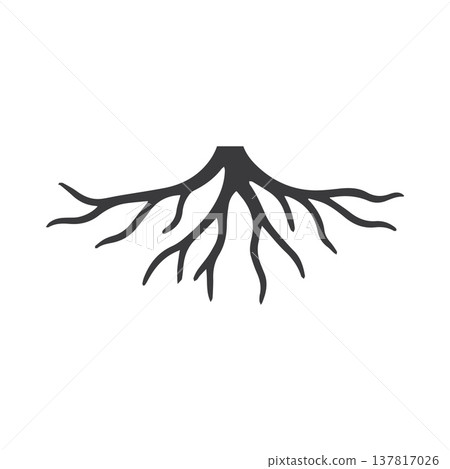 Dynamic Swirling Root Symbol Formed Through Elegant Organic Lines Dynamic Swirling Root Symbol Formed Through Elegant Organic Lines 137817026