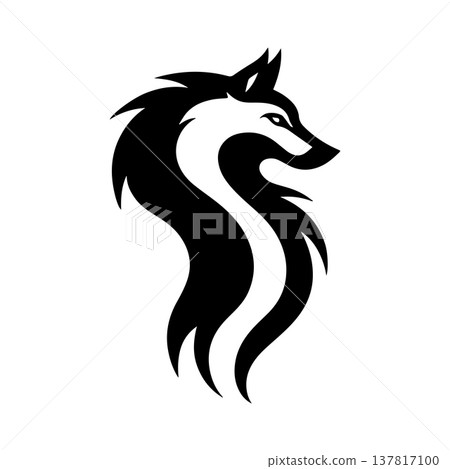 Futuristic Neon Inspired Wolf Logo With Simplified Modern Lines Futuristic Neon Inspired Wolf Logo With Simplified Modern Lines 137817100