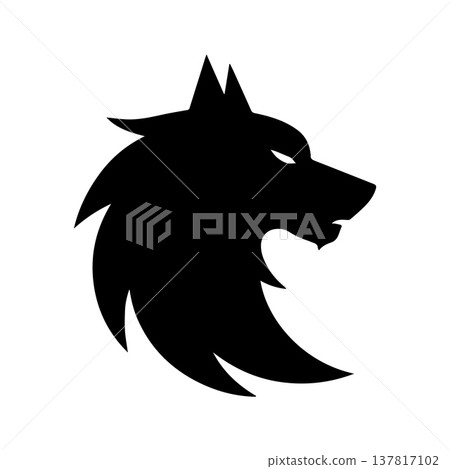 Tribal Wolf Symbol Created With Bold Symmetrical Pattern Style Tribal Wolf Symbol Created With Bold Symmetrical Pattern Style 137817102