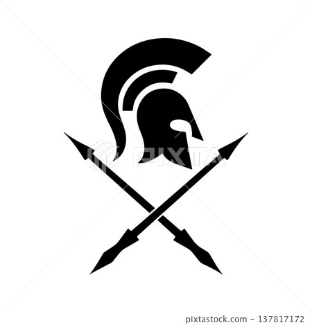 Abstract Curved Spartan Helmet Emblem Showing Timeless Warrior Spirit Abstract Curved Spartan Helmet Emblem Showing Timeless Warrior Spirit 137817172