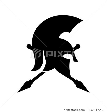 Simplified Spartan Block Helmet Emblem Showing Warrior Strength Simplified Spartan Block Helmet Emblem Showing Warrior Strength 137817230