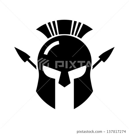 Minimal Spear And Helmet Icon Representing Honor And Courage 137817274