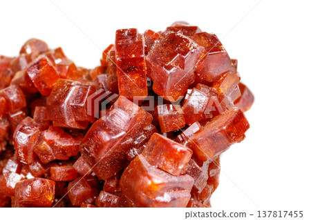 Macro mineral stone Vanadinite on a white background Macro mineral stone Vanadinite on a white background 137817455