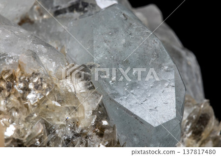 Macro mineral stone Aquamarine on a black background Macro mineral stone Aquamarine on a black background 137817480