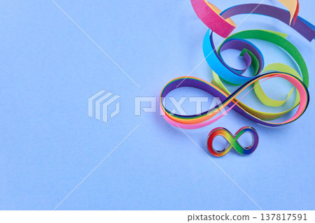 Rainbow infinity symbols representing neurodiversity and autism awareness Rainbow infinity symbols representing neurodiversity and autism awareness 137817591
