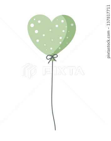Cute festive balloons with patterns, isolated on a white background. Flat vector cartoon illustration of heart- and oval-shaped balloons for birthdays and other special occasions. 137817711
